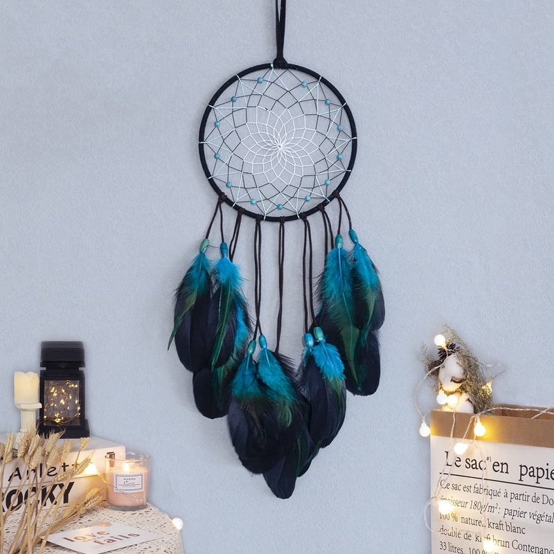 WOW DING Blue Dream Catchers Handmade, Boho Traditional Circular Net for Wall Hanging Decor, Bedroom Kids, Home Decoration, Art Ornament Craft Gift - Image 4